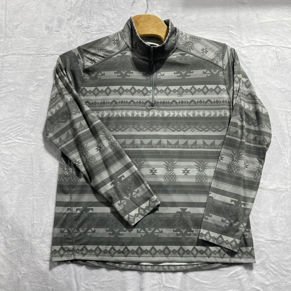 Chubbies Mens XL Grey Geometric Pineapple Print 1/4 Zip Performance Pullover